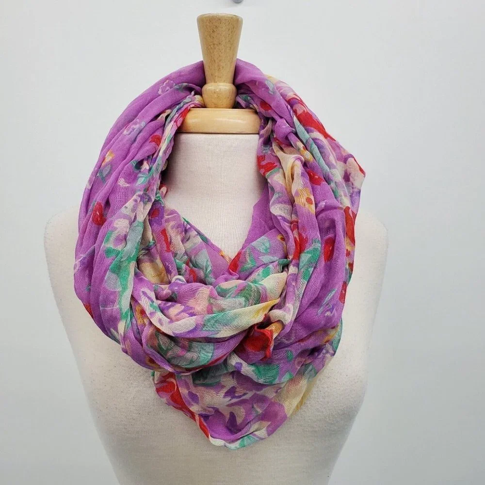 Candies‎ Womens Purple Floral Infinity Fashion Scarf One Size Fall Spring Winter